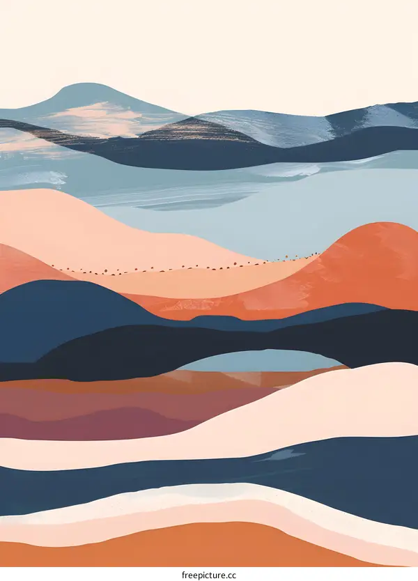Abstract Landscape Mountain Range Illustration