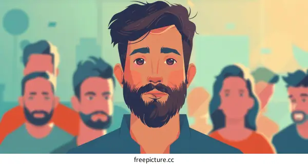 Portrait of a Man with a Crowd Background