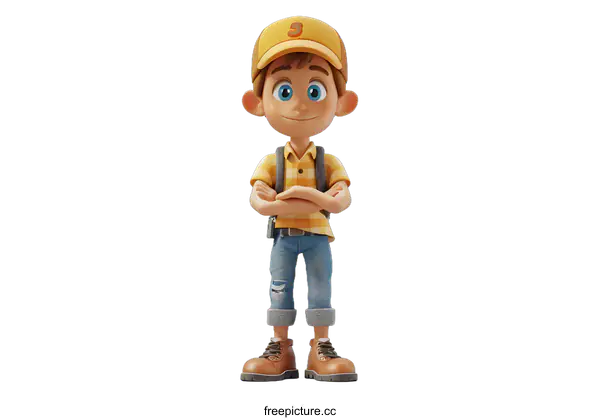 [Transparent Background PNG]Smiling Cartoon Boy Ready for Adventure