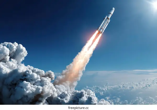Rocket Launch into the Vast Space