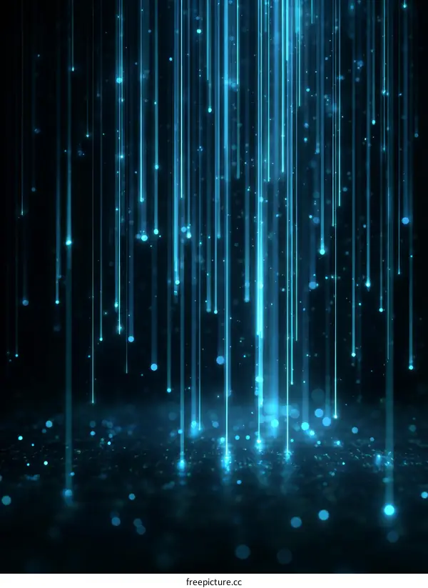 Abstract Light Streaks Falling on Glittering Surface