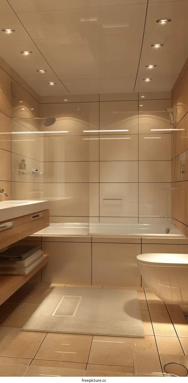 Modern Beige Bathroom Interior Design
