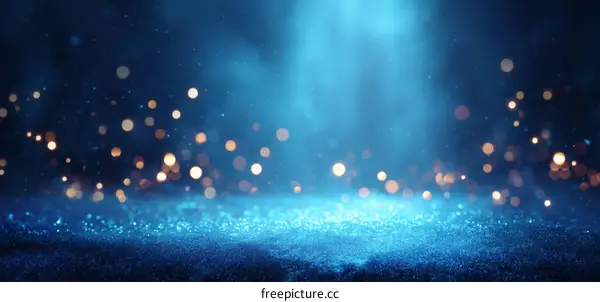 Blue Glitter Background with Sparkling Lights