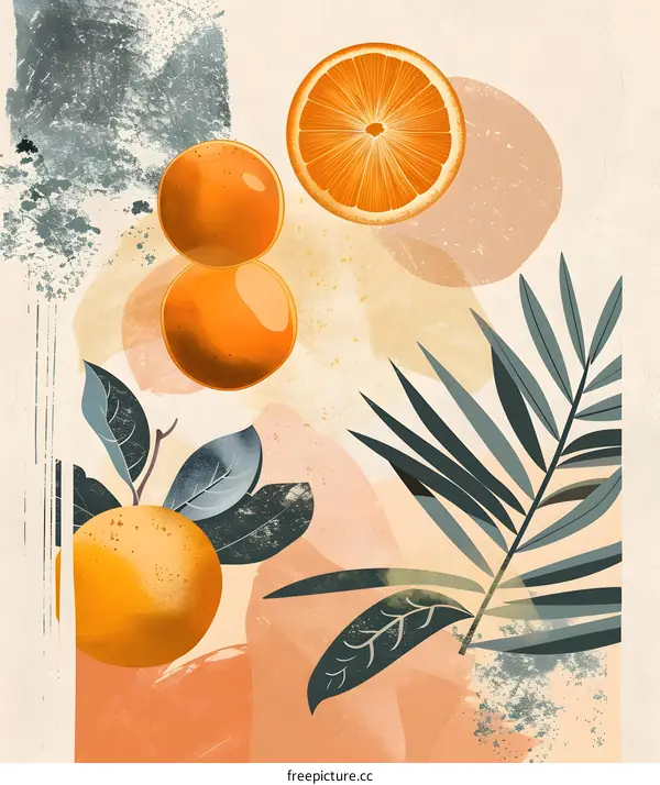 Abstract Art Orange Fruit Illustration