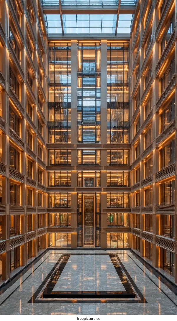 Modern Architectural Interior of a Building Courtyard