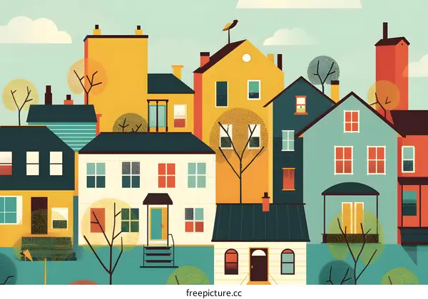 Colorful Houses on a Sunny Day