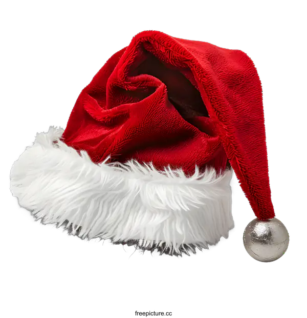[Transparent Background PNG]Red Santa Hat with White Fur Trim