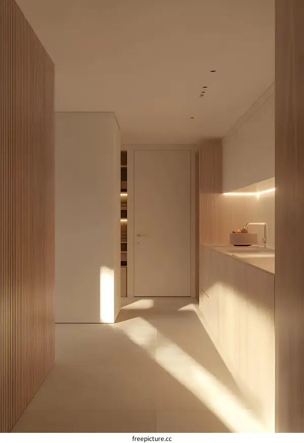 Minimalist Kitchen Design With Wooden Cabinets And Natural Light