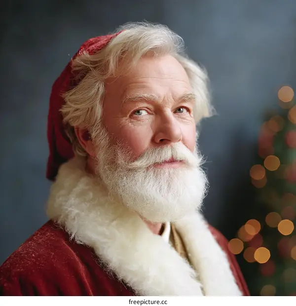 Santa Claus Close-up Portrait in Festive Setting