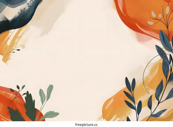 Abstract Autumn Background with Watercolor Leaves