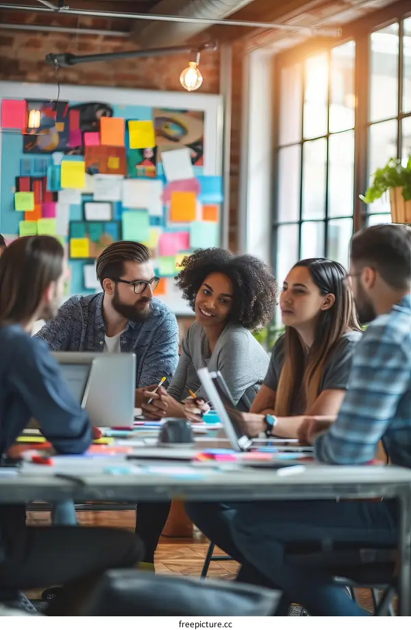 Multiethnic group of young professionals having a meeting in the office
