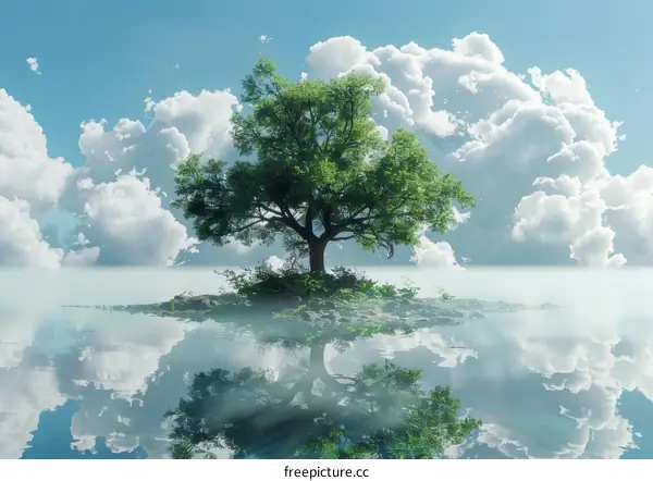 Lonely Tree in the Vast Ocean