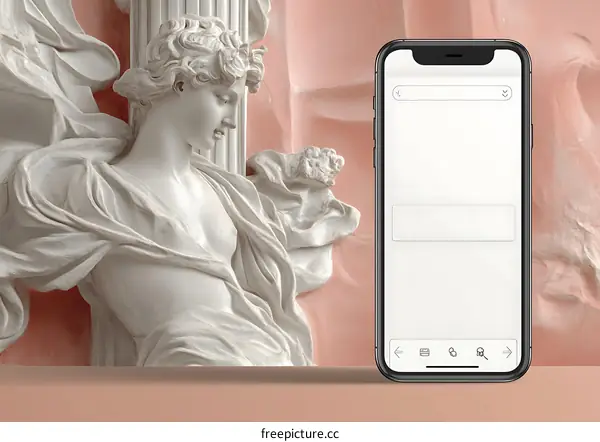White Statue with Phone Mockup