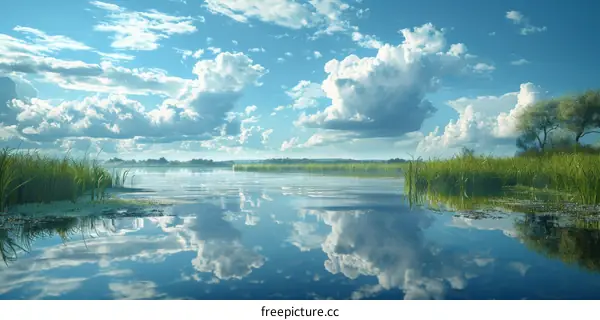 Serene Lakeside Scenery Under a Vast Sky