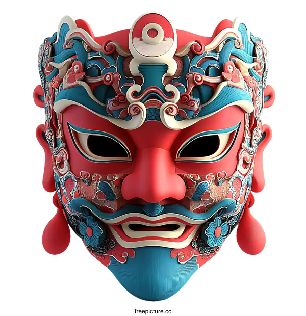 [Transparent Background PNG]Ornate Chinese Mask Illustration