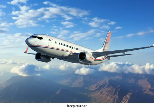 A large white airplane is flying above the clouds