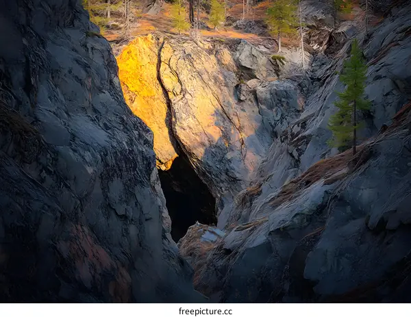 Golden Light Reflecting On Rocky Mountain