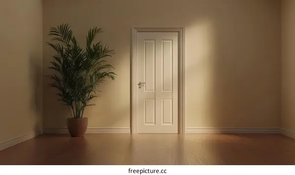 Empty room with sunlight through door