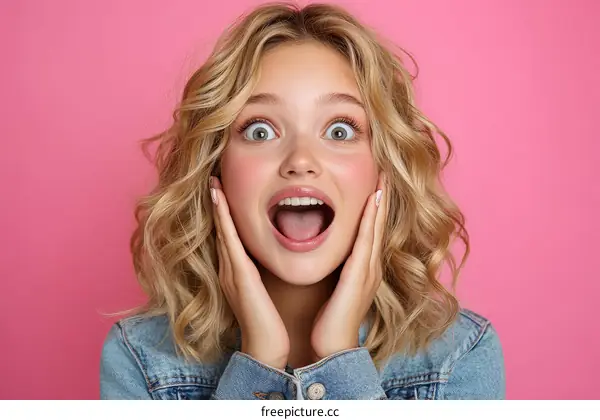 Surprised Caucasian Woman Portrait