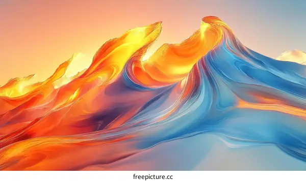 Abstract Colorful Flowing Mountain Landscape