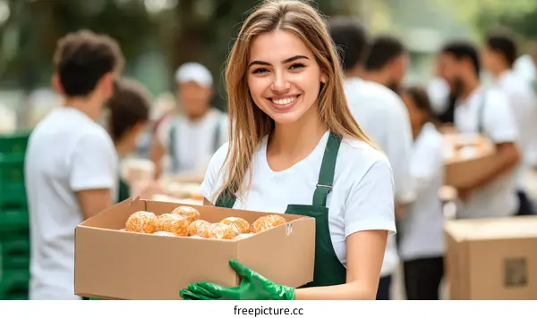 Volunteer Distributing Food to Community