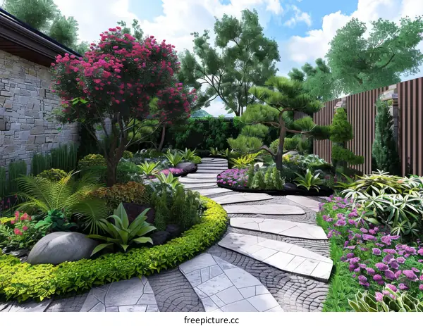 Modern Chinese Courtyard Landscape Design Effect Picture