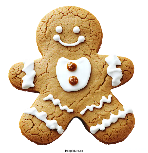 [Transparent Background PNG]Delicious Festive Gingerbread Man Cookie