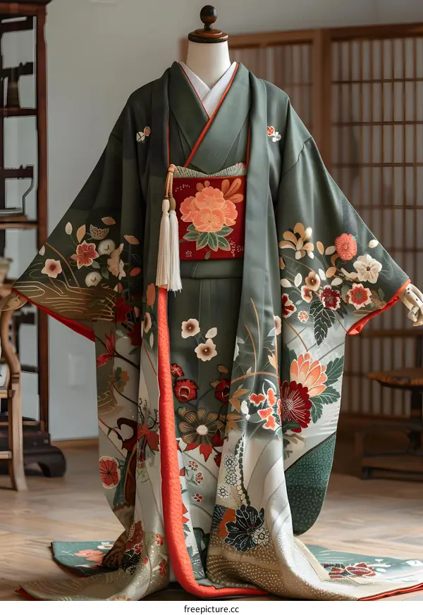 A kimono with a floral pattern