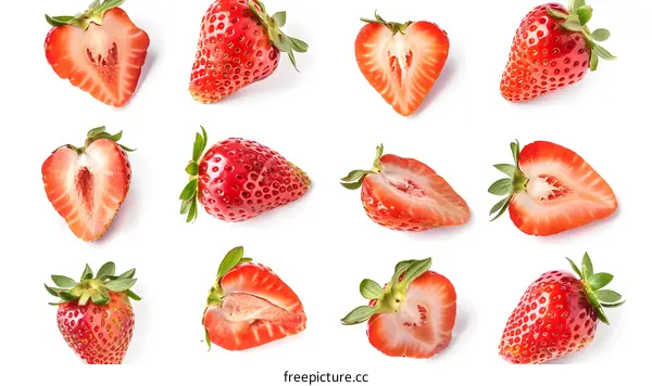 Fresh Red Strawberries Isolated On White Background