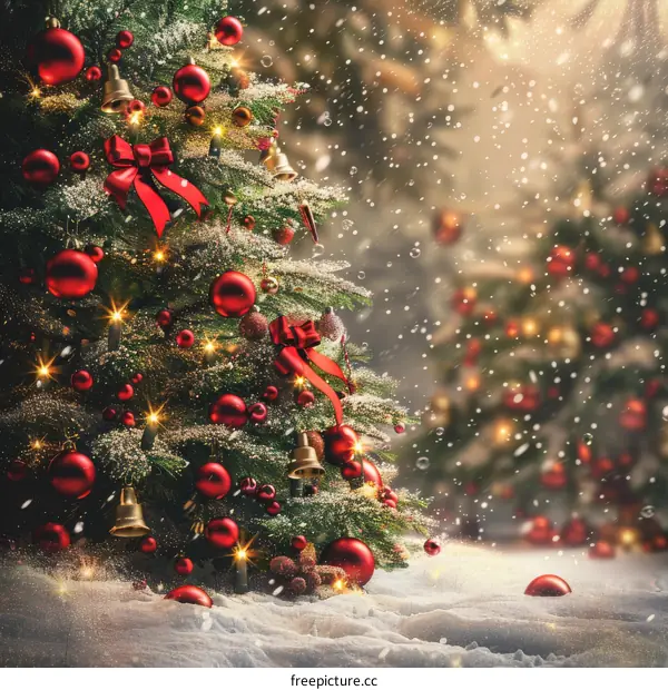 Snowy Christmas Tree Festive Scene
