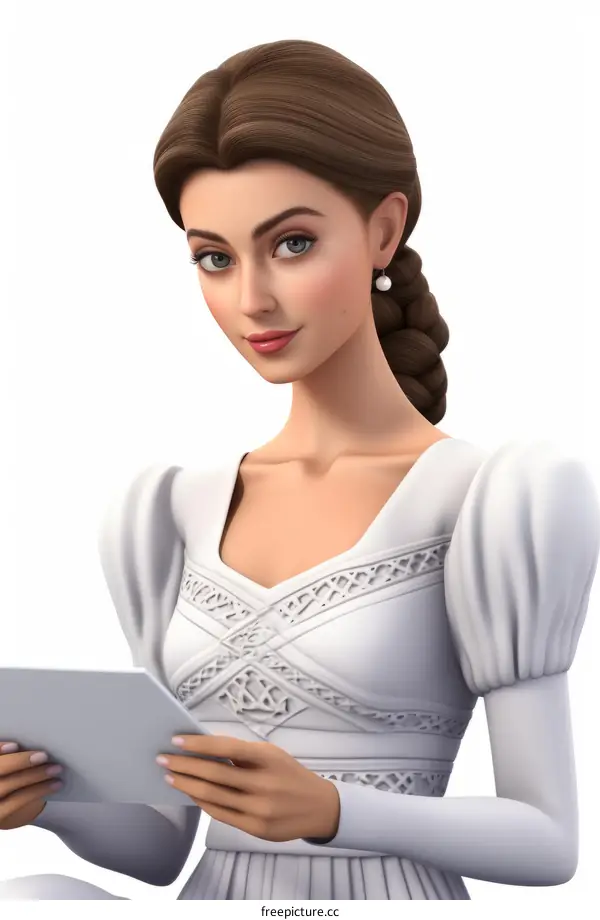 portrait of a beautiful young woman in a white dress