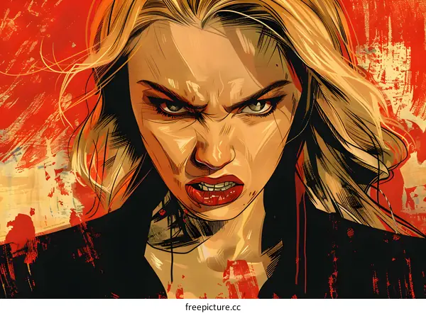 Angry Woman Portrait Digital Art Illustration