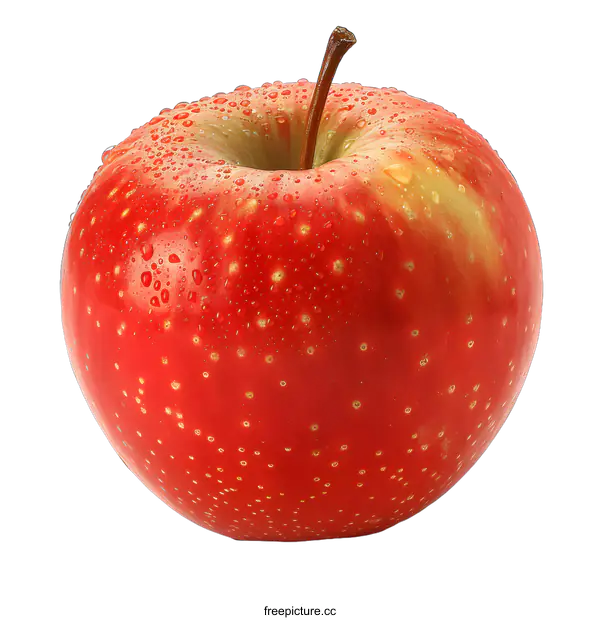 [Transparent Background PNG]A red apple with water drops on a white background
