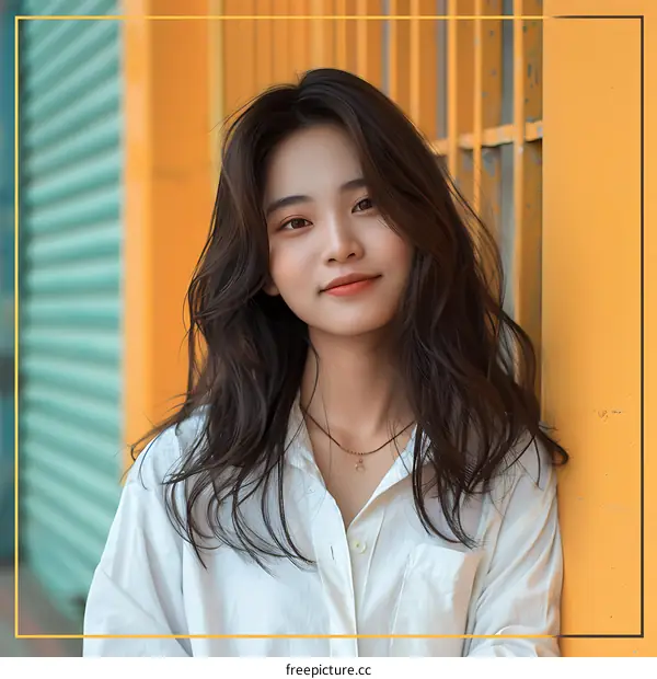 Portrait of a Young Asian Woman Wearing a White Shirt