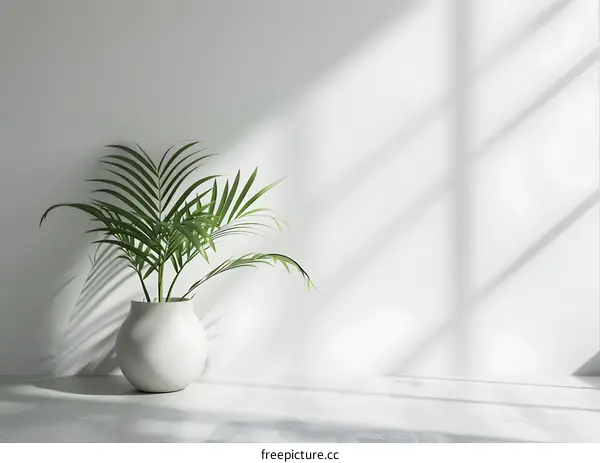 White Wall with Green Plant and Window Light