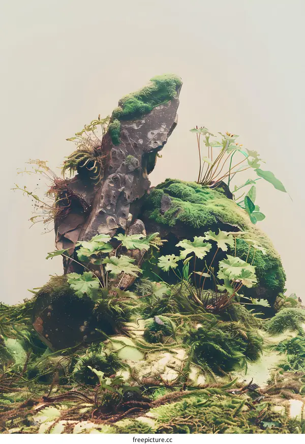 Green Mossy Landscape Rock Garden