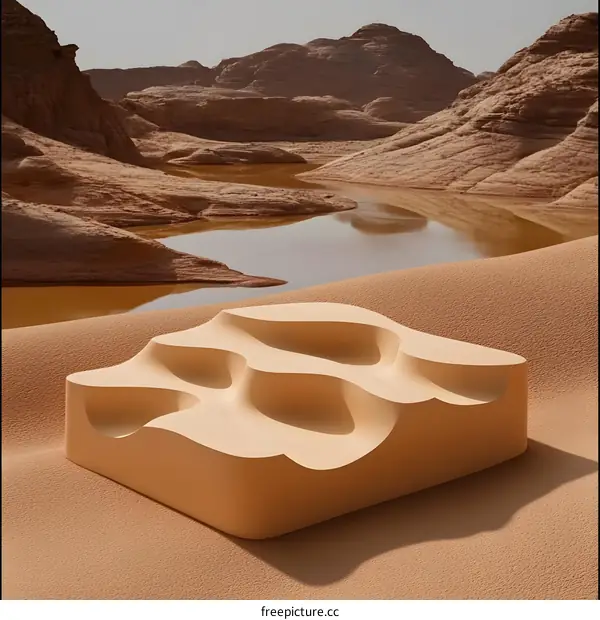 Minimalist Sand Dune Sculpture in Desert Landscape