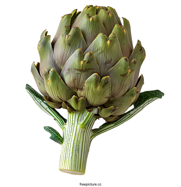 [Transparent Background PNG]Fresh Green Artichoke Isolated on White Background