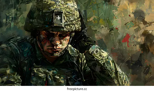 Soldier Portrait in Military Camouflage