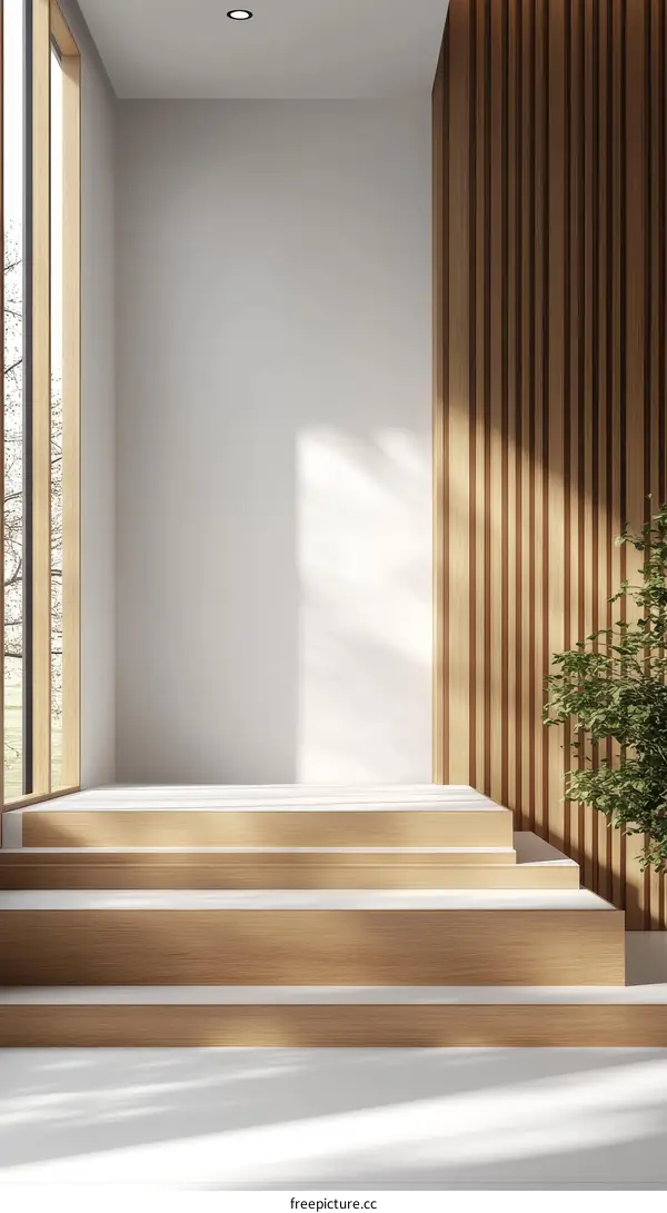 Modern Minimalist Wooden Stairs Interior Design