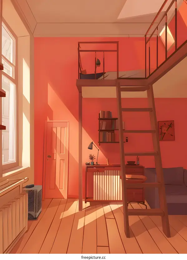 Sunlight in Loft Apartment Illustration