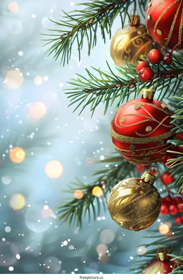 Christmas tree with red and gold ornaments