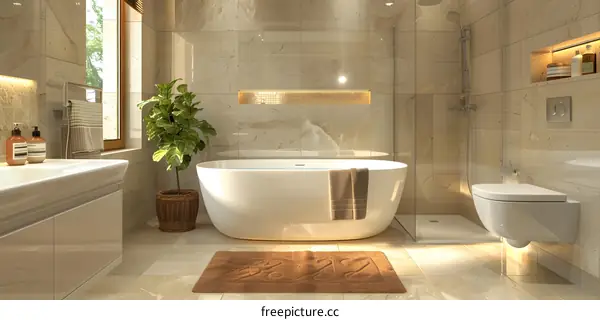 Bathroom interior with natural light