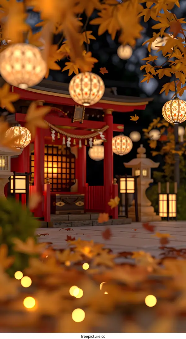 Japanese Shrine in Autumn