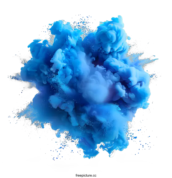 [Transparent Background PNG]Blue Ink Explosion on White Background