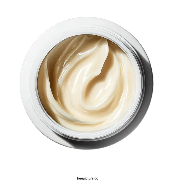 [Transparent Background PNG]Cream in White Jar Top View