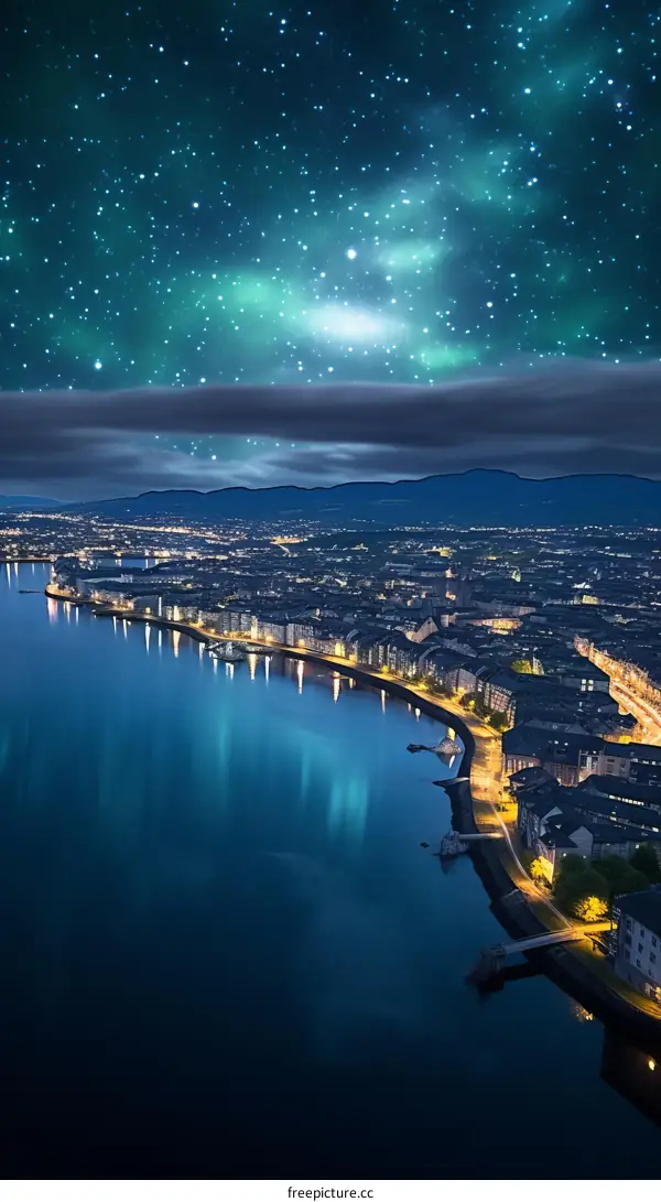 Night view of Galway city in Ireland