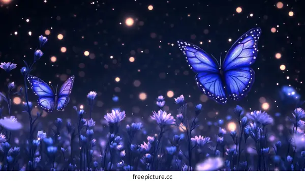 Night Butterflies in a Field of Flowers