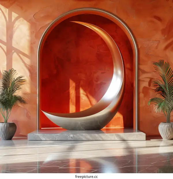Modern Interior Design with Crescent Moon Sculpture