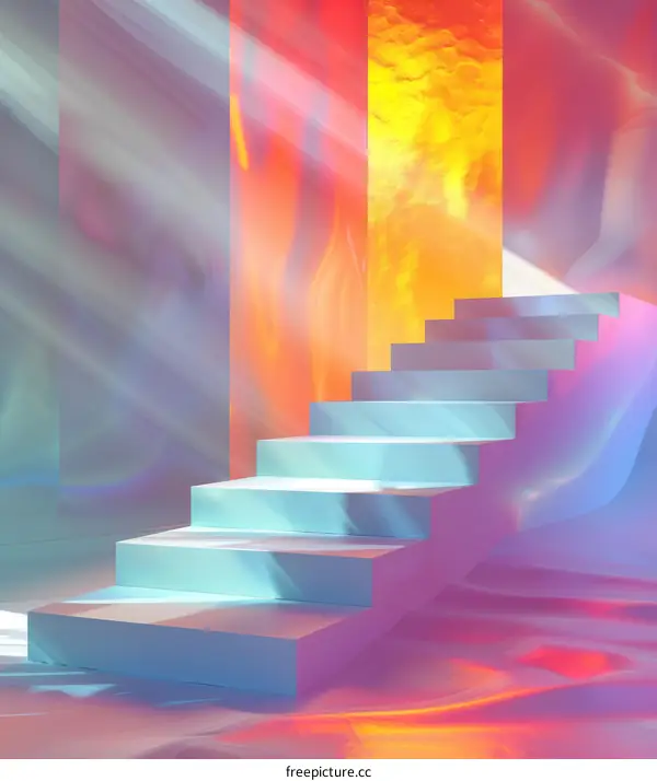 Blue and Pink Stairs Leading to a Bright Future